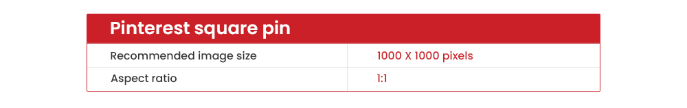 Pinterest square pin dimensions