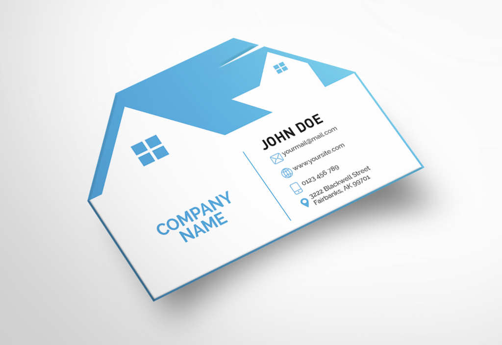 Real Estate Business Card Template   With a Roof Symbol